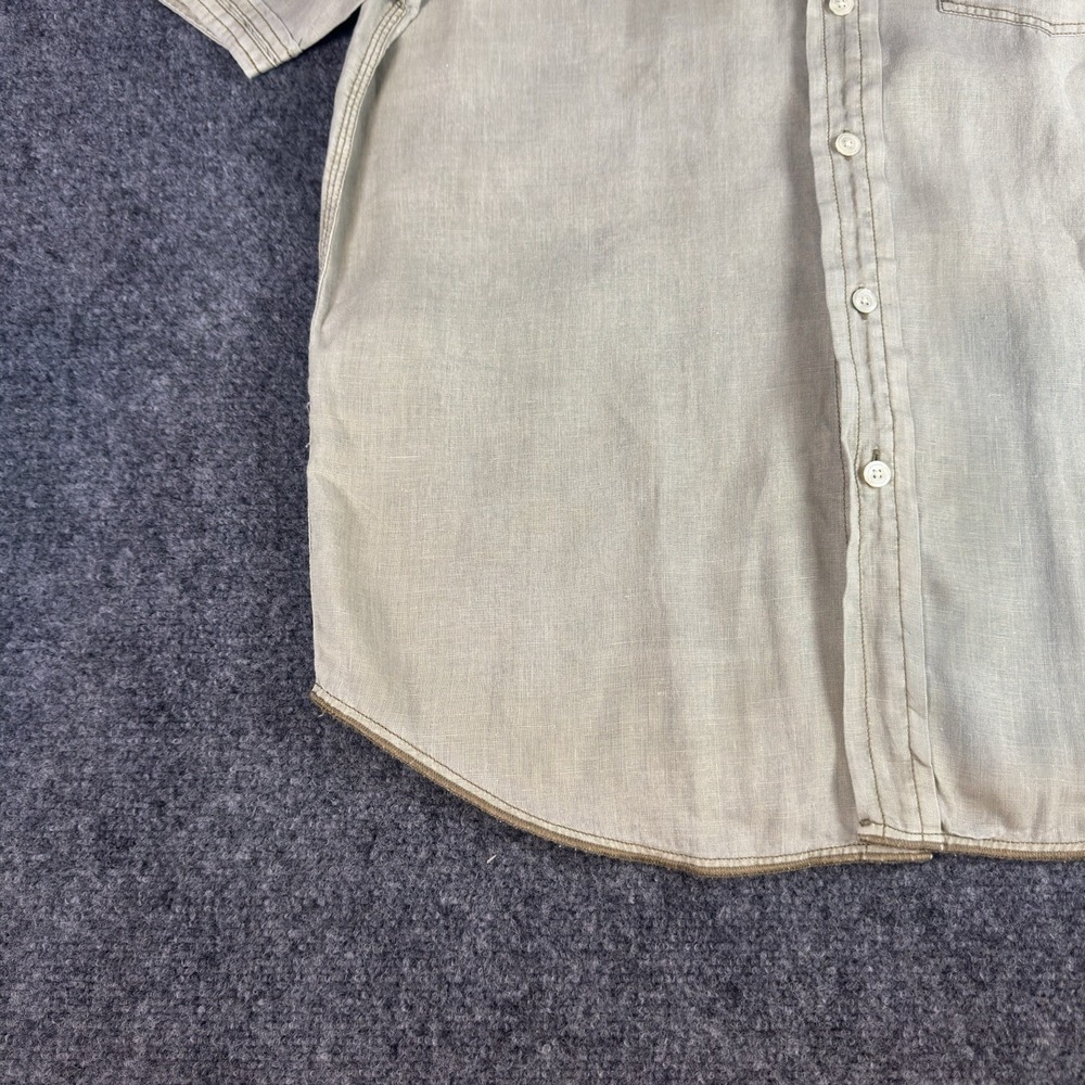 Tommy Bahama Jeans Mens M Light Green 100% Linen Short Sleeve Button Down Shirt - Picture 5 of 8